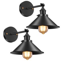 Black Wall Sconce, Industrial Vintage Wall Sconces Lighting Set Of Two For Bedro - £43.24 GBP