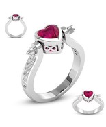 NEW Cupid Arrow Ring~Heart Shaped Red Zircon~Sterling Silver~Sz 6~W/Gift Bag - £13.56 GBP