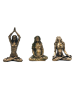 Set of 3 Gaia Mother Earth Goddess Bronze &amp; Resin Statue Sculpture Minia... - £47.44 GBP