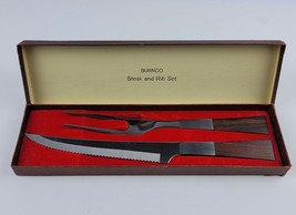 Vintage Burnco Carving set Meat Knife &amp; Fork from 1973 Mid century look ... - £18.94 GBP