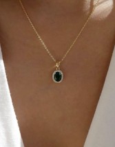 Gold Emerald &amp; Cubic Zirconia Necklace Pendant Necklace - £12.67 GBP