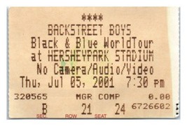 Backstreet Garçons Concert Ticket Stub Juillet 5 2001 Hershey Pennsylvania - £32.42 GBP