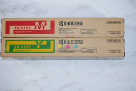 2 OEM Kyocera TASKalfa 306ci,307ci,308ci Magenta &amp; Yellow Toners TK-5197M &amp; Y - £116.81 GBP