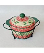 Temptations By Tara Old World Holiday Holly 1qt Round Casserole Dish Rac... - $22.76