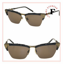 GUCCI 0660 Cat Eye Bamboo Style Black Brown Sunglasses GG0660S Unisex Authentic - £314.77 GBP
