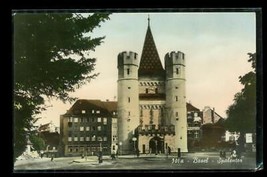 Vintage Travel Souvenir Postcard Switzerland Basel Spalentor City Gate Hotel - £10.08 GBP