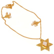 Rough White Moonstone Natural Gemstone Gold Plated Handmade Star Shape Necklace - £11.18 GBP
