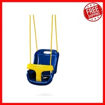 Durable Plastic Infant Swing with Wide Seat Belt - Bright Blue and Yello... - $739.31 MXN