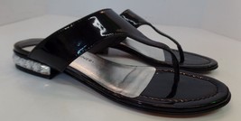 DONALD J. PLINER &quot;CONNIE&quot; Black Patent Leather Bejeweled Heel Sandals Sz 6 - £50.48 GBP