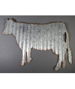 Galvanized Cow Wall Decor 10&quot; Wide Farmhouse Ranch Country Magnetic - £6.07 GBP