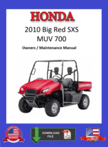 2010 Honda Big Red 700 MUV SXS Owners / Maintenance Manual - $12.95