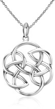 925 Sterling Silver Open Celtic Knot Round Pendant Necklace, 18&#39; - £47.48 GBP