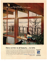 1963 LOF Glass Window Libbey Owens Ford Girl Dog Snowy Open World Color Print Ad - £10.79 GBP