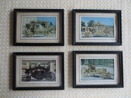 4 Vtg. Framed Court Of Vienna Funeral &amp; Traveling Coaches Prints - 5.5&quot; X 7.75&quot; - $12.00