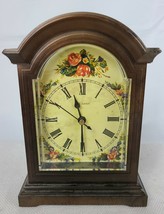 New Haven Quartz Mantle Table Clock Plastic Roman Numerals Floral Pattern - $39.96
