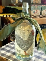 Vintage Decoupage Rooster Bottle Jug Folk Art Country Farmhouse Shabby Decor - $29.69