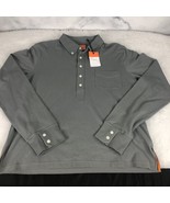 NWT Rockridge Mens Gray  Long Sleeve Pocket Polo Shirt Size Medium - $444.12 MXN