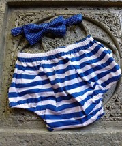 Baby Boys Birthday Outfit Set Cake Smash Party Bloomers+Bowtie Photo Royal blue - £8.08 GBP