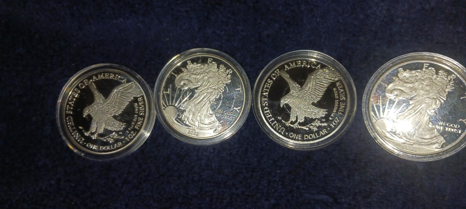 4) 2022 US 999 SILVER EAGLE ROUNDS/ MINT COLLECTOR QUALITY/ free S&amp;H  - $69.99