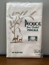 VTG Pequot Fine Combed Percale Two Pillow Cases White All Cotton 42 X 38... - $19.79
