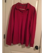 Izod Men&#39;s Burgundy Long Sleeve Polo Shirt Button &amp; Pullover Size XXL - £24.75 GBP