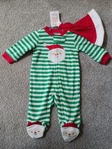 Carters Infant Boys Girls Footed Christmas Pajamas Santa Hat Cap NB Newborn NEW - £7.95 GBP