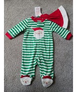 Carters Infant Boys Girls Footed Christmas Pajamas Santa Hat Cap NB Newb... - $188.49 MXN