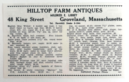 1961 Hilltop Farm Antiques Shop Advertisement Groveland Massachusetts F14D - $372.61 MXN