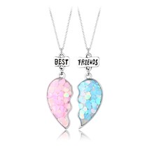 Split Heart Children Friendship Pendant BFF Necklaces - $28.10