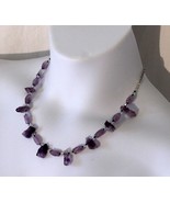 18 In Necklace Rough Amethyst Raw Chunks and Faceted Rectangle Swarovski... - £15.02 GBP