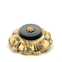 Antique Gold Filled Victorian Revival Black Onyx Floral Mourning Pendant Brooch - £42.83 GBP