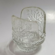 Snowflake Crystal clear glass Candle Holder pillar candlestick votive footed - $12.99