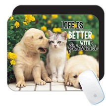 Golden Retriever Cats : Gift Mousepad Life is Better With Friends Dog Garden Pet - £10.38 GBP