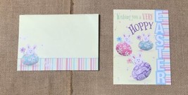 Hoppy Easter Card Bunny Painted Egg Matching Envelope Junk Journaling Wh... - $5.94