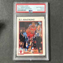 1991-92 NBA Hoops #63 B.J. Armstrong Signed Card AUTO PSA Slabbed RC Bulls - £64.33 GBP
