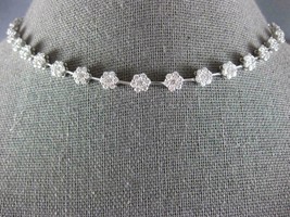 15Ct Natural Moissanite Flower Semi  Tennis Necklace 925 Sterling Silver - £873.19 GBP
