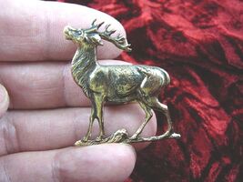 (b-elk-1) Deer buck elk love hunting lover brass pin pendant jewelry brooch - $10.49