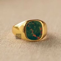 Natural Bloodstone Ring, 925 Sterling Silver, Gold Bloodstone Ring, Gift Unisex - £62.80 GBP