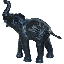 Vintage Exotic Decor Handmade Leather Wrapped Elephant Figure Statue 14 in Tall - £87.11 GBP