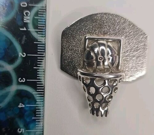 Silver 925 Basketball Brooch Pin Item image 3