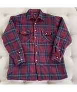 Vintage Burgundy Plaid Sparetime Fleece Button Shirt Quilted Lining Shac... - €17,30 EUR