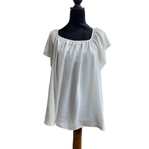 Como Blu White Tunic Top Flutter Sleeve Square Neck Blouse 3X - $21.89