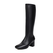 Big size 33-48 winter knee high boots fashion high heels square toe ladies shoes - £77.10 GBP