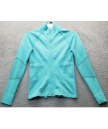Fabletics Jacket Womens Large Blue Seamless Thumb Hole Sleeve Mock Neck ... - $38.26 CAD