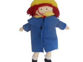 Vintage Madeline Doll 1994 Yellow Hat Blue Coat Red Hair 15&quot; Eden Rag Plush Rare - £14.11 GBP