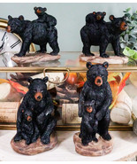 Ebros Western Rustic Black Mama Bear Playing W/ Baby Cub Set Of 4 Mini F... - $403.38 MXN