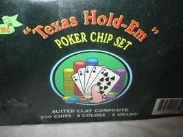 Hummingbird Texas Hold-Em Poker Chip Set 200 Chips 4 Colors with Deck of Cards - £35.03 GBP