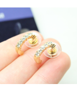 Stylish Vintage Signed Swarovski Crystal Gold Hoop Stud EARRINGS Jewellery - £34.06 GBP