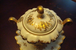 Le RAINCY-PARIS Porcelain, France- Covered Bowl Underplate Gold Flowers Original - £100.48 GBP
