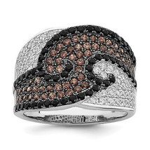 Brilliant Embers Silver  158 Stone Micro Pav Black Champagne and White C... - $111.91